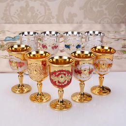 Cups Saucers 30ML Retro Creative Small Beverage Wine Cup Goblet Cocktail Gold European Style Metal For Home Bar