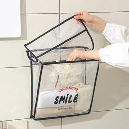 Storage Boxes Waterproof Bathroom Bag With Hook And Cellphone Compartment Transparent Wall Hanging Organiser