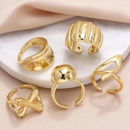 Cluster Rings OCESRIO Fashion Polish Mushroom For Women Copper Gold Plated Musical Note Adjustable Open Ring Jewelry Gift Rigs70