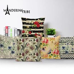 Pillow Vintage Decorative Covers Floral Pattern Pillowcase Spring Farmhouse Home Decor Sofa Kissen Linen