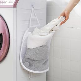 Laundry Bags Foldable Basket Wall Mounted Dirty Clothes Portable Storage Bag Bathroom Hamper Home Organizer Mesh
