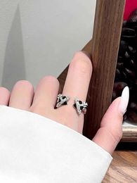 Brand Senior Westwoods Double sided Love Enamel Ring Female Open Planet Saturn Classic Vintag Sparkling Diamond Nail 0917