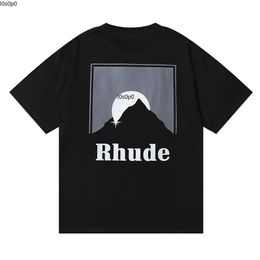 Rhude designer T-shirt, pure cotton, fashionable and luxurious men and womens couple T-shirt, heart-shaped pattern printed clothing, street casual haikyuu T-shirt 5060