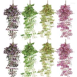 Decorative Flowers 75cm 12Forks Artificial Vine Fake Plants Rattan Wall Hanging Leaves Garland Plastic Grass For Home Garden Balcony Decor