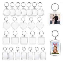 Party Favour 10 Sets Keychain Acrylic Key Chain Ring Blank Keyrings Insert Po Passport Gift For Women Men Kids