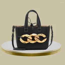 Bag Women 2024 Tote Bags Ladies Bucket Handbag Inner Drawstring Design Thick Chains Crossbody Shoulder Purse Clutches