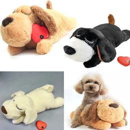 Dog Toy Cute Puppy Plush Toy Comfortable Behavior Training Assistance Toy Heart Beating Soothing Plush Doll Sleep Intelligent Dog Game 240509