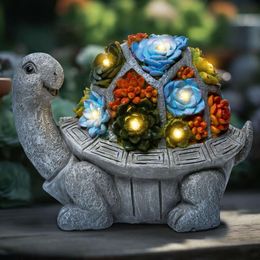 Outdoor Solar Turtle Garden Decoration - Easy to Instal Solar Turtle, Turtle Garden Statue with 7 LED Lights, Terrace Outdoor Decoration -7.68 5.91 X 9.84