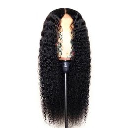 Kinky Curly 360 Lace Frontal Brazilian Wig For black Women loose curly glueless synthetic lace front wig with baby hair blenched knots DHL