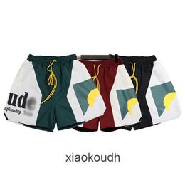 Rhude High end designer shorts for Tide Sunset Colourful Contrast Elastic Sports Casual Shorts for Men and Women High Street trendy Beach Pants With 1:1 original labels