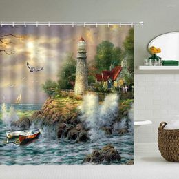 Shower Curtains Forest Scenery Waterproof Oil Painting Bathroom Curtain 3d Print With Hooks Decoration 180 180cm Washable Cloth