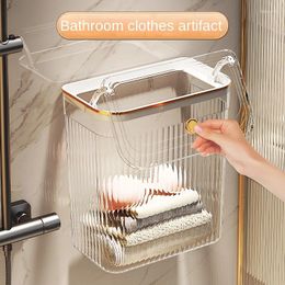 Laundry Bags Bathroom With Cover To Put Clothes Baskets Home Transparent Wall Hanging Basket Dirty Storage Organizer