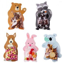 Gift Wrap 10pcs Animal Cute Bags Candy Baby Shower Birthday Party Decor Kids Cookie Bear Box Greeting Cards