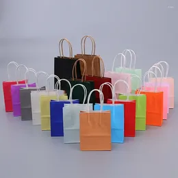 Gift Wrap Kraft Paper Bags With Handles 10/20/30/50PCS Shopping Carry Craft Brown White Bag DIY Party Christmas Supplies