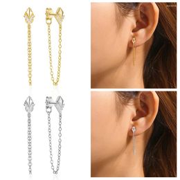 Stud Earrings Genuine 925 Sterling Silver Star Zircon Tassel Niche Simple Women's Earring Elegant And Chic Party Boutique Jewelry Set