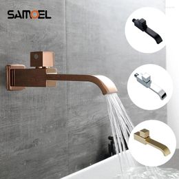 Bathroom Sink Faucets G1/2' Basin Faucet Wall Mounted Cold Mop Pool Tap Bathtub Waterfall Spout Vessel W205