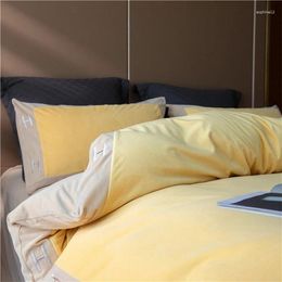 Bedding Sets GXC Coral Fleece Winter Thick Set Yellow Mink Velvet Duvet Cover Bed Sheet Linen Pillowcases Lamb