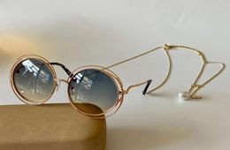 GOLD GRADIENT ROUND OVERSIZED SUNGLASSES 114sc Gold Chain gafas de sol de women sunglasses Shades New with box8826888