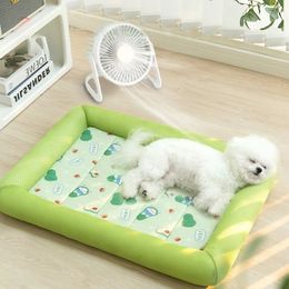 Summer Dog Mattress Super Cool Ice Mattress for dogs cats blankets sofas breathable ice silk mattresses kennels pets summer washable beds 240506