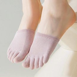 Women Socks Short Solid Colour Half Palm Elasticity Toe Separator Mesh Insoles Foot Care Five Finger