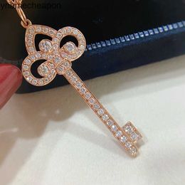 Tiffanncy High End Jewellery necklaces for womens High version key necklace new full diamond pendant collarbone sweater chain for women Original 1:1 With Real Logo box