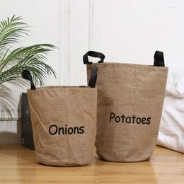 Storage Bags 1set Jute Cloth Vegetable & Fruit Bag English Alphabet Kids Toy Portable Kitchen Onions And Potatoes Organization