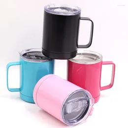 Mugs 100pcs 10oz Fashion Tumbler With Lid And Handle Coffee Stainless Steel Vacuum Insulated Car Mug Tea