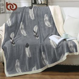 Blankets BeddingOutlet Black And White Feather Sherpa Fleece Blanket Soft Warm Bedroom Couch Sofa Office Decor Gift For Kids Adults