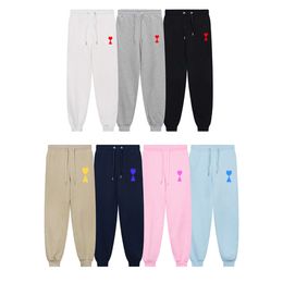 Men's and women's Designer Amis pant Womens Fashion Brand Lovers Loose fitting aron embroidered casual straight leg pants Clothes Clothing S-XL