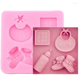 Baking Moulds Baby Shoes Bib Bottle Silicone Mould Birthday Cake Decorating Tools Candy Chocolate Fondant Moulds Border