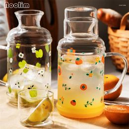 Teaware Sets Nordic Heat Resistant Glass Cold Kettle With Lid Transparent Large Capacity Tea Pot Small Water Cup Set Drinkware 1150ML