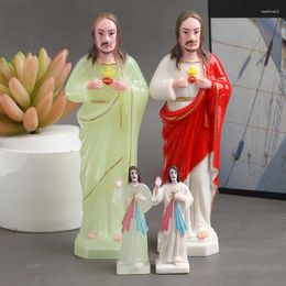 Decorative Figurines Jesus Religious Priest Statue Figurine Luminous Catholic Christian Souvenirs Gift Tabletop Home Decor
