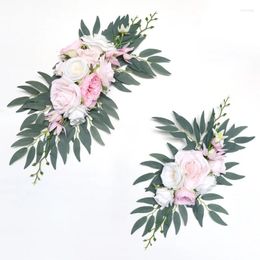 Decorative Flowers Artificial White Peony Vine Fake Green Plant Restaurant Lintel Cloth Flower Wedding Party Decoration Peonies Rattan