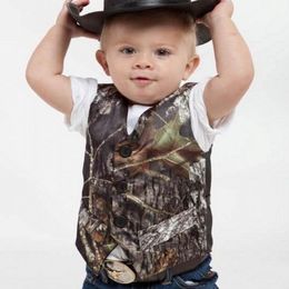 Camo Boy's Formal Wear Camouflage Real Tree Vest Cute V-Neck Sleeveless Vest For Wedding Kids Formal Wear Custom Made 237a