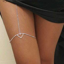 Wholesale Silver Plated Bling Full Rhinestone Crystal Tennis Chain Sexy Ladies Women Heart Waist Leg Thigh Chain Body Jewelry