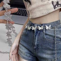 Waist Chain Belts Y2k Womens Fashion Cute Butterfly Metal Dress Jeans Belt Accessories Q240511