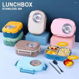 Dinnerware 304 Stainless Steel Lunch Box Student Work Bag High Temperature Resistant Compartmented Insulated