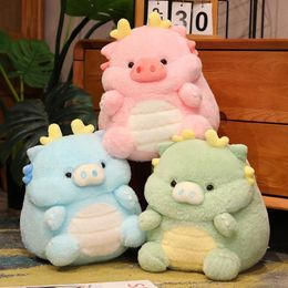 Cute Pig and Dragon 2-in-1 Plush Toy Filled with Fluffy Creative Dinosaur Throwing Pillow Soft Doll for Boys and Girls 240426