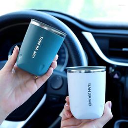 Mugs Portable Mini Stainless Steel Casual Cup Double Layer Heat Insulation Anti-scald With Lid Travel Drinking Coffee Milk Tea