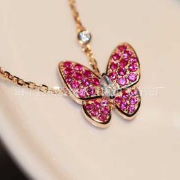 Designer Necklace Vanca Luxury Gold Chain v Gold Powder Diamond Butterfly Necklace Handmade with Diamonds Fairy Style High Grade Red Collar Necklace