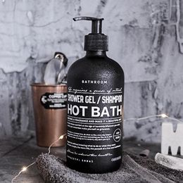 Liquid Soap Dispenser Black Glass Bath Shampoo Storage Bottle 250ml 500ml Nordic Print Letter Lotion Sub-bottle Travel Portable Bottles