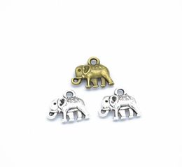 100pcspack Elephant Charms DIY Jewellery Making Pendant Fit Bracelets Necklaces Earrings Handmade Crafts Silver Bronze Charm9566762