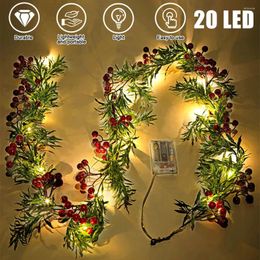 Decorative Flowers 2M LED Red Berry String Lights Christmas Garland Battery Powered Wedding Party Curtain With 20 Bulbs Fairy Lamps Xmas