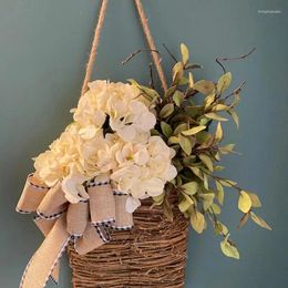 Decorative Flowers Artificial Basket Outdoor Garden Decor Wedding Hydrangea Wall Hanging For Home Balcony Decoration