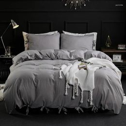 Bedding Sets 90G Washed Cotton Webbing Polyester Bedroom Quilt-Cover Pillow-Case Bedding-Texture No-Bed-Sheet 3-Piece-Set Beding