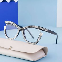 Fashionabla diamantpinnade glasögonramkvinnor, lämpliga för myopia kvinnliga optiska glasögon, solglasögon H513-14