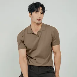 Men's Polos Men Short Sleeve Knit Polo T-Shirts Casual Social Shirts Korean Harajuku T Slim Soild Retro Tops Tees Man Clothes A57