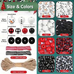 Party Decoration Colourful Wooden Beads Holiday Ornaments Eye-catching Festive Diy Beaded Sets For Christmas Decor Jewellery