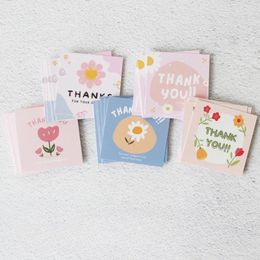 Gift Wrap 6x6cm Square Flower Small Card Printing Thank You Leave A Message Blessing Baking Packing Birthday DIY Decorate Label