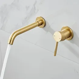 Bathroom Sink Faucets Basin Faucet Brushed Gold/Black/Chrome In-Wall Cold Spout Mixer Tap Combination Blanoir Brass